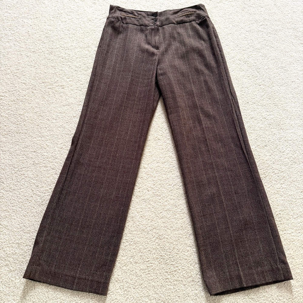 New Directions Mid Brown Plaid Straight Leg Career Pants | Petite 8P